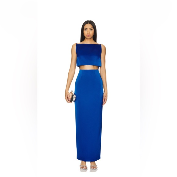 Rumer Oracle Boatneck Gown - Blue, S - Picture 1 of 4